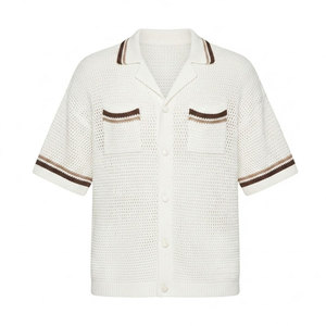 Knitted Striped Men's <b>Shirts</b> With Needle Detection Breathable New Arrival Men Summer Wear Knitted <b>Shirts</b> - Product Image 2