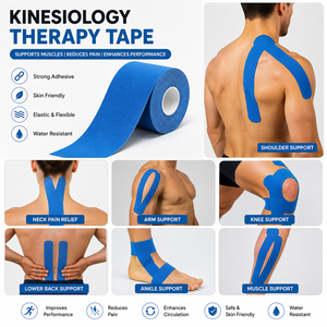 Bande de kinésiologie K-Star 5 cm x 5 m, noire, élastique, pour le soutien musculaire, soulagement de la douleur et récupération des blessures sportives - Product Image 3