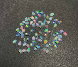 Natural Ethiopian Opal Pear Cabochon Loose Gemstone Wholesale Lot Jewelry Making Play Of Color <b>Stone</b> - Product Image 5