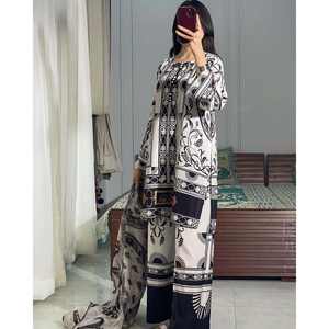 Ensemble de cordons de vêtements de fête pour femmes de créateur avec impression numérique élégante et élégante - Product Image 4