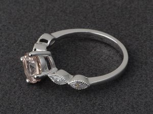 แหวนมอร์แกไนต์เงินแท้ ทรงกลม พลอยมอร์แกไนต์สีชมพู แหวนหมั้น เครื่องประดับชั้นดีสำหรับผู้หญิง - Product Image 4