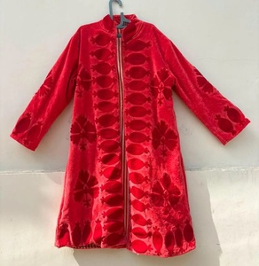 Unisex Elegant Velvet Overcoat <b>Vintage</b> <b>Kimono</b> Jacket Hand Embroidered Floral Pattern Breathable Lightweight Winter Wear Festival - Product Image 1