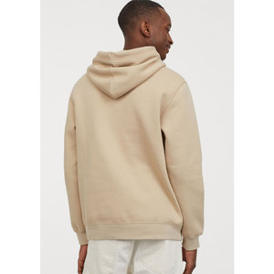 Sweat à capuche personnalisé Shamsher pour homme, beige, avec logo brodé sur le devant, tissu polaire respirant (polyester/coton), côtelé - Product Image 3