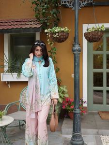 Designer Muslin Cotton <b>Top</b> With Muslin Cotton Pant And Muslin Cotton Dupatta Fully Stitched Ready To Wear <b>Kurti</b> Set - Product Image 2