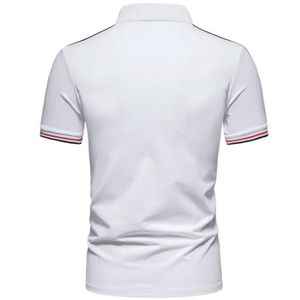 <b>Men's</b> <b>White</b> Knitted <b>Polo</b> Shirt Short Sleeve Solid Color Casual Style Regular Fit Button Design - Product Image 3