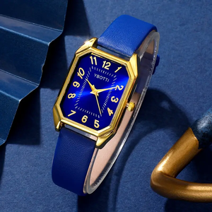 Montre pour femme 192002, élégante, rectangulaire, à quartz, analogique, bracelet en cuir - Product Image 3