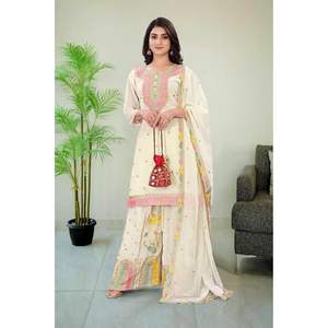 Top Palazzo de Diseño con Bordado Georgette y Dupatta para - Product Image 1