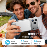 Batterie externe magnétique ultra-mince en alliage d'aluminium de haute qualité 10000 mAh avec affichage numérique LED, charge rapide, mini portable