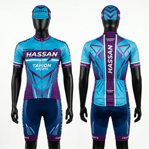 Uniforme de Ciclismo Premium para Mujer, Tela Elástica de Poliéster y Spandex que Absorbe la Humedad, Diseño con Paneles Azules, Rojos y Blancos, Logotipo Personalizado - Product Image 3