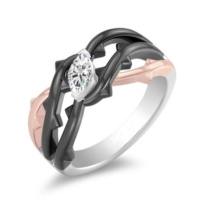 Bague Bypass en Or Rose avec Diamants Taille Marquise et Accents Pointus en Argent Sterling 925, Collection Luxe Imperial Jewels pour Femme - Product Image 1