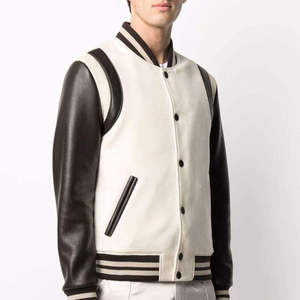 Chaqueta Varsity Unisex Estilo Preppy, Tejido de Lana, Reversible, Cuello Alto, Corte Regular, Sin Capucha, Manga Tejida - Product Image 2