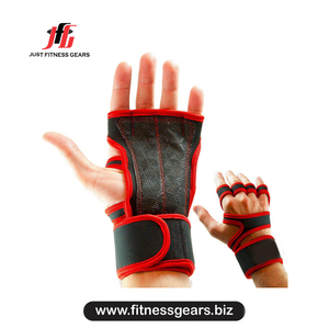ถุงมือฟิตเนสหนัง PU สำหรับผู้ชาย ยี่ห้อ JUST FITNESS GEARS แบบครึ่งนิ้ว สำหรับยกน้ำหนัก ออกกำลังกาย สายรัดข้อมือปรับได้ น้ำหนักเบา แห้งเร็ว - Product Image 2