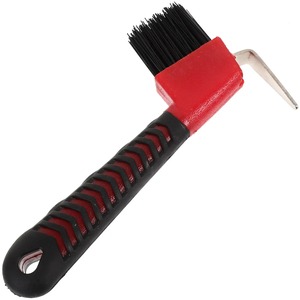Pince à sabots de luxe en acier inoxydable avec poignée en caoutchouc et brosse à poils en nylon – Outil essentiel pour le toilettage des chevaux - Product Image 1