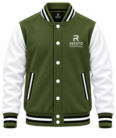 Blouson universitaire homme tendance 2026, personnalisé, style baseball, avec manches en cuir, pour l'hiver