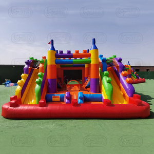 Carrera de obstáculos inflable comercial Castillo hinchable Combo Mega bloques de construcción Legao Themed Jumping Bounce House para la venta - Product Image 3