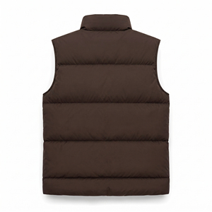 Chaleco Acolchado para Hombre, Color Marrón, Cuello Alto, Cortavientos, Informal, Relleno de Poliéster, Cierre de Cremallera, Color Sólido, Largo Regular - Product Image 5