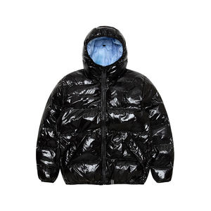 Blousons matelassés réversibles chauffants personnalisables avec logo pour hommes – Manteau d'hiver matelassé brillant en toile, coupe oversize, imperméable, grandes tailles - Product Image 1