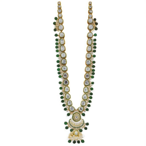 Juego de Collar con Piedras Kundan y Cuentas Chapadas en Oro de 24K, Joyería Fina para Novia con Material de Aleación DMT27 Verde - Product Image 2