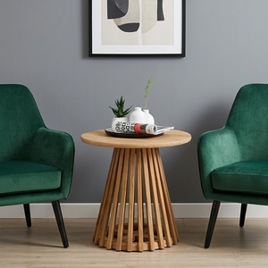 Table basse en teck massif de qualité supérieure, base minimaliste à lattes, meubles de salon, table artisanale écologique - Product Image 1