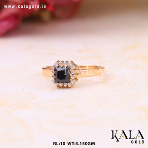 Bague en or Halo Black Stone pour femmes, bague en or élégante de créateur avec pierres de style diamant, bijoux élégants - Product Image 2