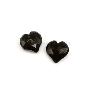 Onyx noir naturel en forme de cœur, 12 mm, facetté, sculpté à la main, pierre précieuse en vrac, prix de gros, cristal de guérison, fabrication de bijoux - Product Image 2