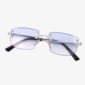 Iced Out Crystal Rimless Fashion <b>Sunglasses</b> Wood Temple Unisex Eyewear for Party Travel Casual Outdoor Wear - Product Image 1