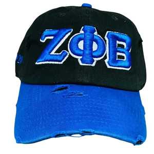 Zeta Phi Beta Distressed Hat ZPB <b>Black</b> Blue Embroidered Sorority <b>Baseball</b> <b>Cap</b> Adjustable Strap Casual Stylish Women <b>Cap</b> - Product Image 5