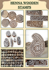 Sellos de madera de henna artesanales tradicionales, modernos y a la moda, con forma irregular, grabado de corte profundo, varios tamaños, ecológicos, 10 unidades - Product Image 2