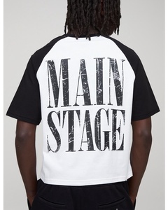 Hot Sell Raglan Sleeves Distressed <b>Main</b> Stage Back Print Glitch Face Front Graphic Heavyweight Cotton Tee Manufacturer - Product Image 2