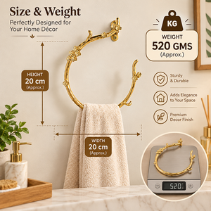 Porte-serviettes mural en laiton doré, design branche décorative, accent floral, style rustique naturel, pour salle de bain - Product Image 5