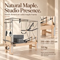 Appareil de Pilates 3-en-1 Home Coach Maple en cuir PU avec planche de saut pour entraînement complet du corps et entraînement personnel