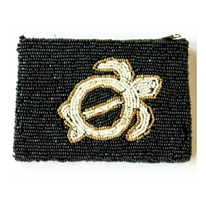 Handmade Beaded Cotton <b>Coin</b> <b>Purse</b> White Turtle Embroidery Zipper Closure Wallet for Women <b>Coin</b> Collecting Card Makeup Cash Gift - Product Image 1