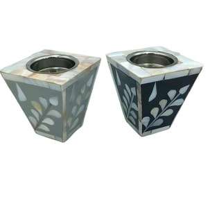 Handmade Mother of Pearl Inlay Eco-friendly Custom Printing <b>Tea</b> <b>Light</b> Holder Decorative <b>Scented</b> Candle Vessel Gift - Product Image 2