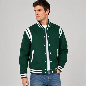 Custom School Varsity <b>Jacket</b> With Team Name And Player Number Premium Chenille Patch Letterman <b>Jacket</b> With <b>Leather</b> Sleeves - Product Image 4