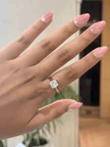 Durable <b>cushion</b> cut lab grown diamond filigree solitaire engagement <b>ring</b> 2.32 carat VS EF solid gold anniversary gift - Product Image 1