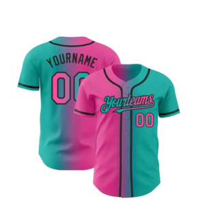 Customizable Gradient Baseball Jersey Unisex Full Sleeve Sublimated Print Breathable 100% <b>Polyester</b> Anti-Bacterial Sport Apparel - Product Image 2