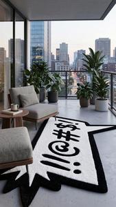 Alfombra Moderna de Lana con Diseño de Burbuja de Cómic, Antideslizante, en Blanco y Negro, Decorativa para Sala de Estar o Dormitorio - Product Image 6