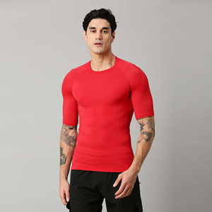Best Sale Men Solid Color Shorts Sleeve <b>Blank</b> T Shirt Gym Training Tops Quick Dry Fitness Running T Shirt New Fashion with OEM - Product Image 4