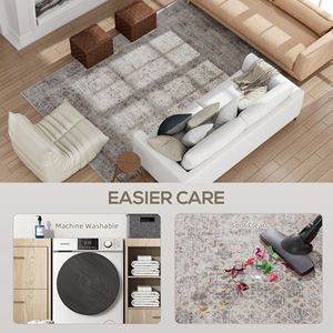 Tappeto Lavabile in Lavatrice 8x10 Marrone Chiaro Misto, Antiscivolo, con Motivo Tradizionale a Ricciolo, per Soggiorno e Camera da Letto - Product Image 6