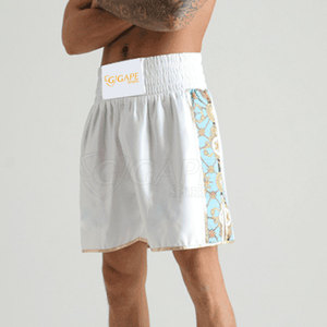Shorts de boxe en vente directe d'usine, durables, 100% polyester, séchage rapide, respirants, logo sur le devant, couleur personnalisée, design pour adultes unisexe - Product Image 4