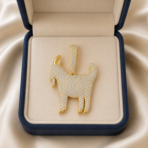 Custom Unique 925 Sterling Silver Yellow <b>Gold</b> Plated Lab Grown Diamond Iced Animal Goat <b>Pendant</b> Classic Hip Hop Bling Rapper's - Product Image 5