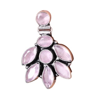 ARTS JEWELS Pendientes Colgantes de Plata Oxidada y Latón con Cuarzo en Bisel, Diseño de Flor, Estilo Étnico, Regalo para Mujer, Joyería Festiva - Product Image 3