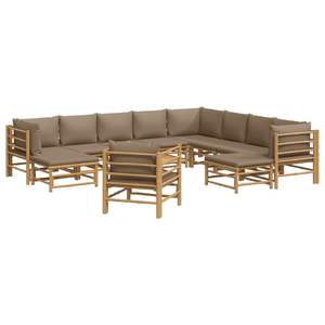 Conjunto de Muebles de Jardín Grandes en Color Taupe, de Bambú y Tela (100% Poliéster), Sofás Elegantes de 100% Poliéster para Uso en Exteriores - Product Image 3