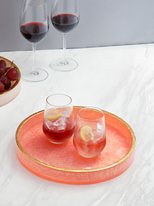 Handmade Modern Resin Tray Elegant Rounded <b>Disposable</b> Eco-Friendly Tray for Serving and Home Styling - Product Image 6