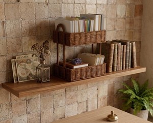 Lavihex 3-Tier Woven Rattan Storage Basket Organizer Handles Freestanding Farmhouse <b>Shelving</b> Rack <b>for</b> Bathroom <b>Bedroom</b> - Product Image 4