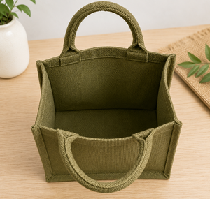 กระเป๋าผ้าปอกระเจือกแบบรักษ์โลก ขนาด 22x20x10 ซม. ลาย Think Green Live Green สำหรับใส่ของขวัญ - Product Image 5