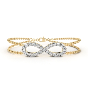 Infinity Designer Round Lab Grown Diamond 14k <b>Solid</b> <b>Gold</b> Round Brilliant Cut Infinity Design Bracelet Fine Jewelry Women - Product Image 2