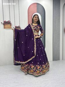 Nuevo conjunto de lehenga-choli y dupatta de chinon con bordado y cordón, para uso ocasional, a precio de mayoreo. - Product Image 6