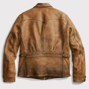 เสื้อแจ็คเก็ตหนังแท้สไตล์วินเทจสำหรับผู้ชาย - Product Image 2