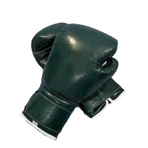 Gants de boxe Daizen Star en cuir vert 10 oz à lacets, doigts entiers, sangle de poignet réglable, emballage personnalisable avec impression foil - Product Image 1